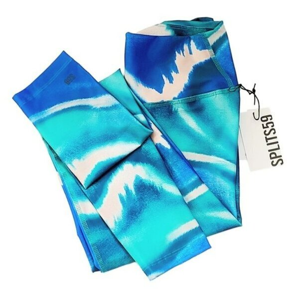 NWT SPLITS5 9 High Waist Moisture Wicking Ultra Soft Wave Print Bardot Leggings - Picture 5 of 7